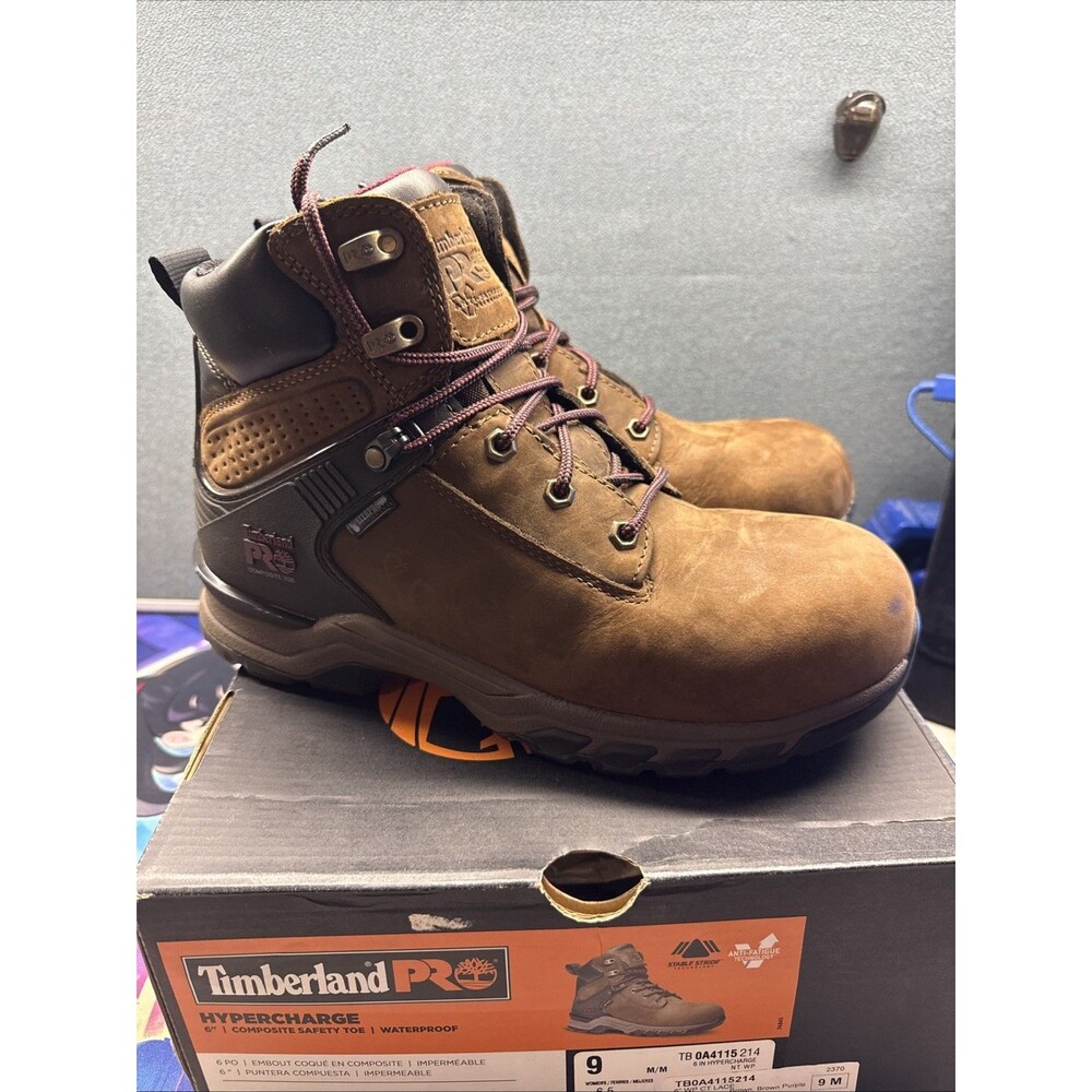 Timberland PRO HYPERCHARGE 6" Composite Toe Work Boots Brown Sz 9M Womens